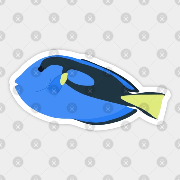 Blue Tang Fish Sticker by gray-cat